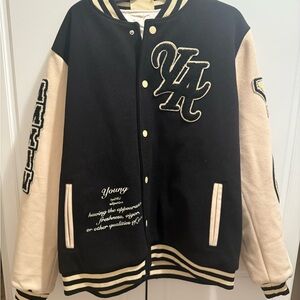 Black and Cream Varsity Jacket